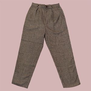 Brown and Black Plaid Pleated True Vintage Just for Petites Trousers